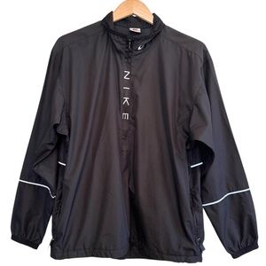 🌈 6/$60 Nike Reflective 3/4 Zip Windbreaker Size Medium Black Pockets